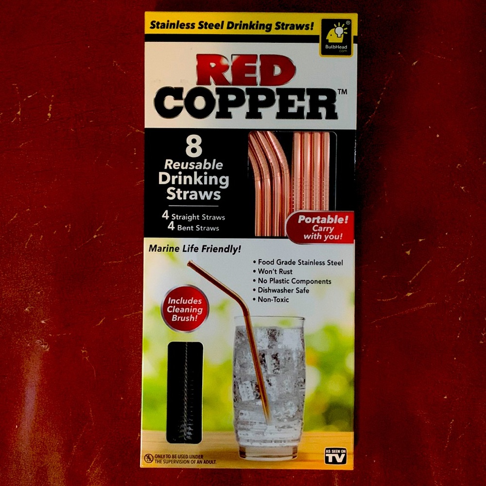Copper drinks straws set of 8